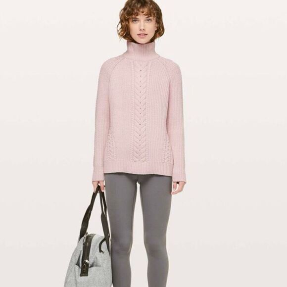 Lululemon Bring The Cozy Turtleneck Chunky Sweater Misty Pink Women 6 Cozy Thick - Picture 6 of 9